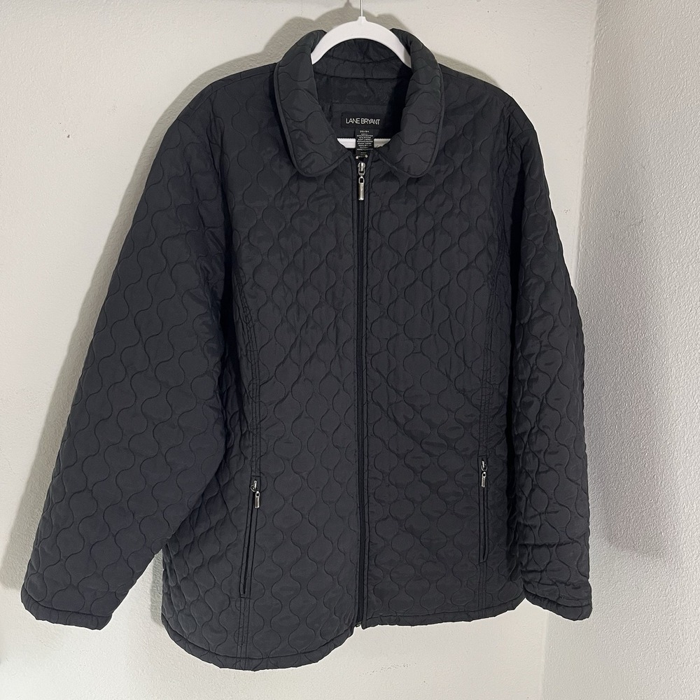 Lane Bryant Puffer Jacket  Women's  22 / 24 Plus Black Quilted Coat Zip Pockets